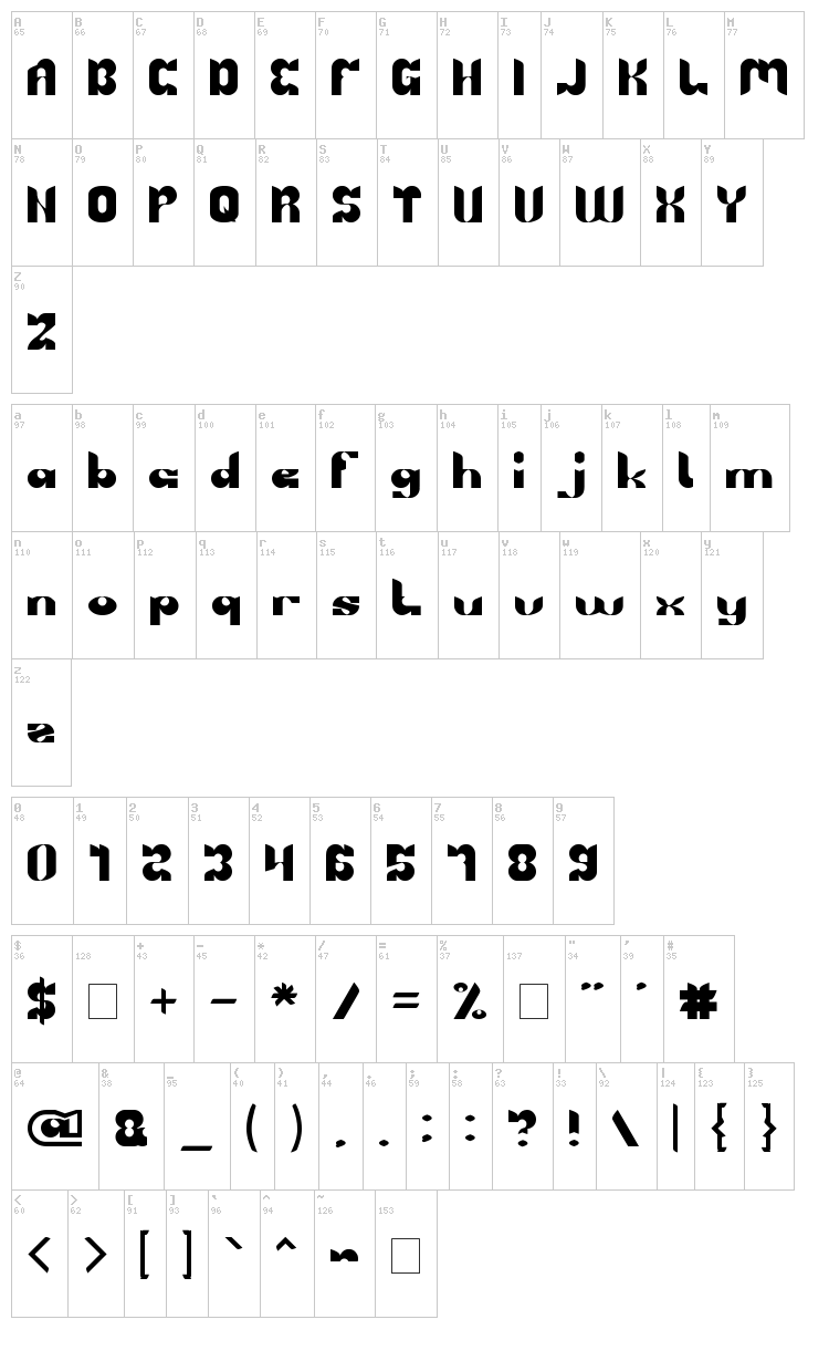 Brigade Of Love font map